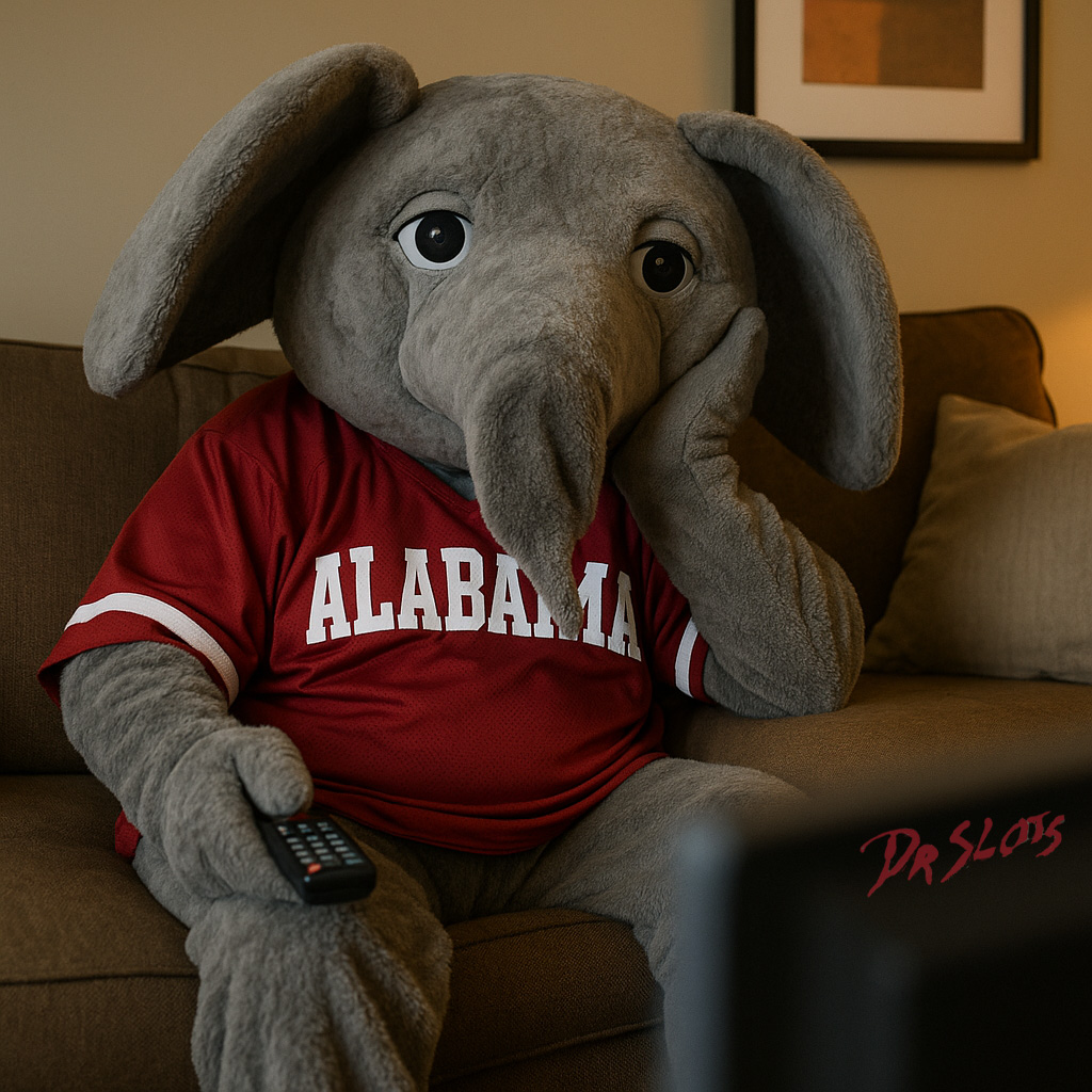 DrSlotsDrip's tweet image. Big Al’s watched every rerun, every cooking show, and even a documentary on grass.
Still nothing hits like Alabama football.
⏳🐘 Hurry back, CFB Saturdays. #RollTide