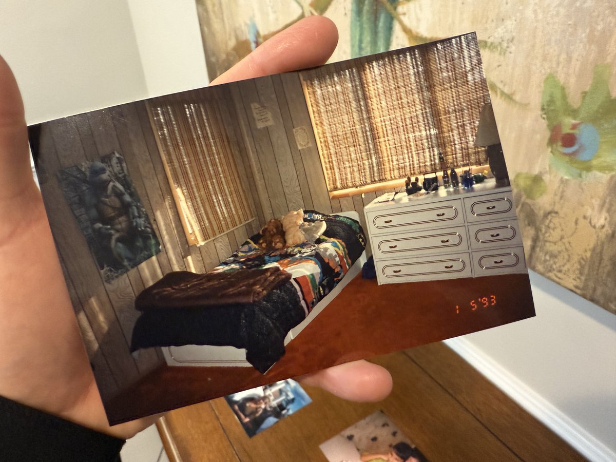 LoveRetroBTW's tweet image. I love seeing into the past. This is my cousin鈥檚 room from 1993 in Howard Beach, NY! I love the aesthetic鈥攖here was a Genesis on the right, just off screen. Love the Leonardo poster on those wooden, accented walls. Ahh, the nostalgia.