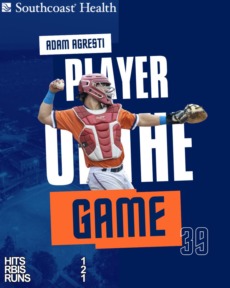 NewportGulls's tweet image. Last night’s Southcoast Health Player of the Game is Adam Agresti!
1-3 | H, R, 2 RBIs, BB
Congrats Adam! Thank you @SouthcoastHlth!
