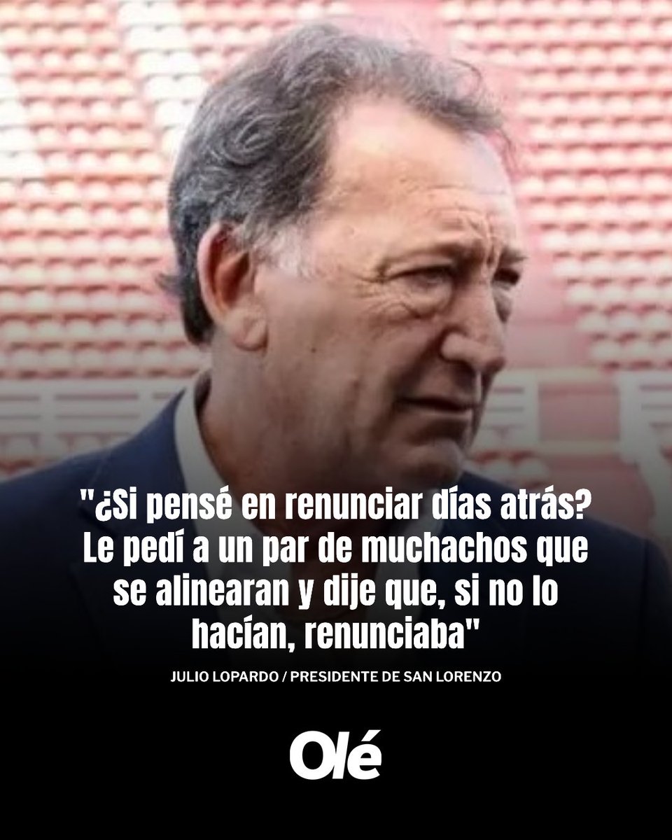 DiarioOle's tweet image. 🔵🔴 JULIO LOPARDO HABLÓ SOBRE EL PRESENTE DE SAN LORENZO
🗣️ “Las inhibiciones las vamos a levantar pero con más tiempo. Decidimos apostar a los chicos y no traer jugadores que no iban a cambiar la ecuación y que iban a tapar a los chicos. Eso sí, si no traemos no vamos a…