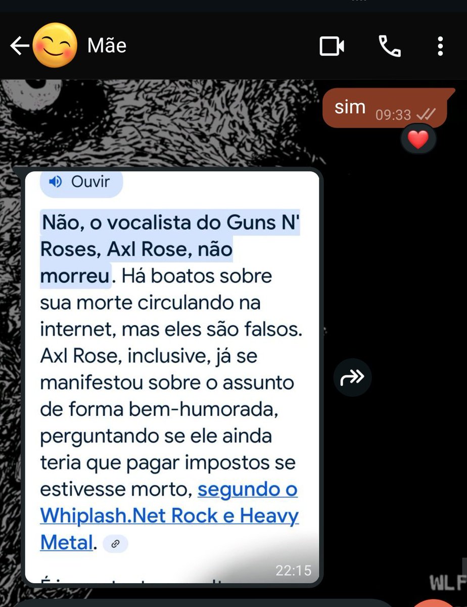 m4lcriad011's tweet image. falei pra minha mãe que o ozzy tinha morrido e ela me mandou isso me desmentindo