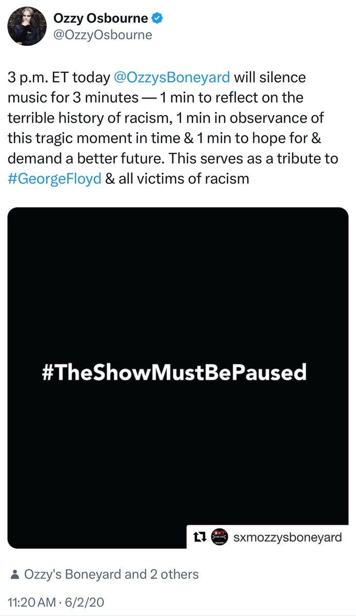 Ozzy Osbourne observed the dignity of George Floyd’s life in a 2020 post against racism
