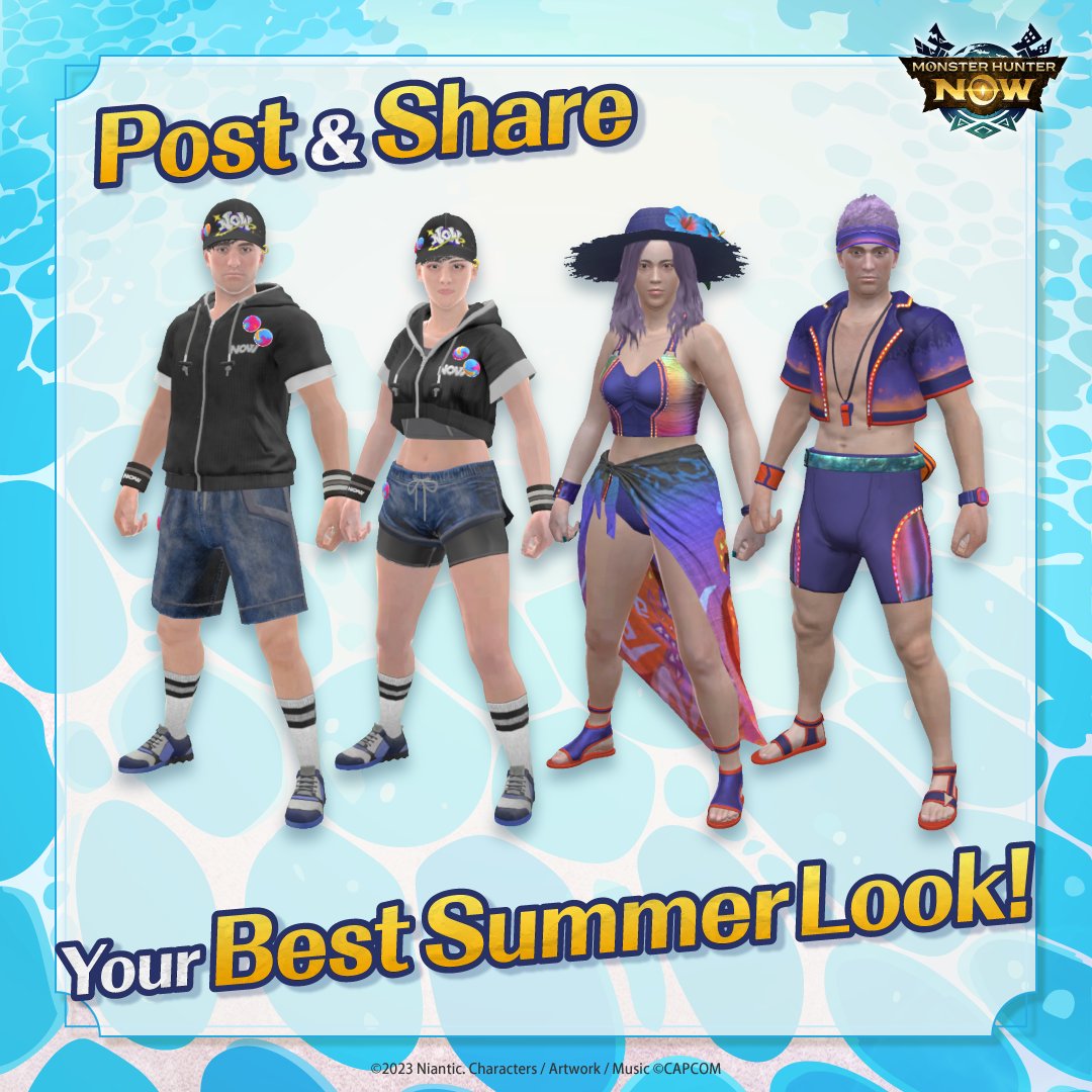 MH_Now_EN's tweet image. 🌞🏖️ Summer is HERE in #MHNow 🏖️🌞

Reply to this post with a screenshot of your favorite summer outfit! 📷

Show off your best summer look and enjoy the Summer Hunt in style! 💫

#MHNowSummerHunt2025 #monsterhunternow