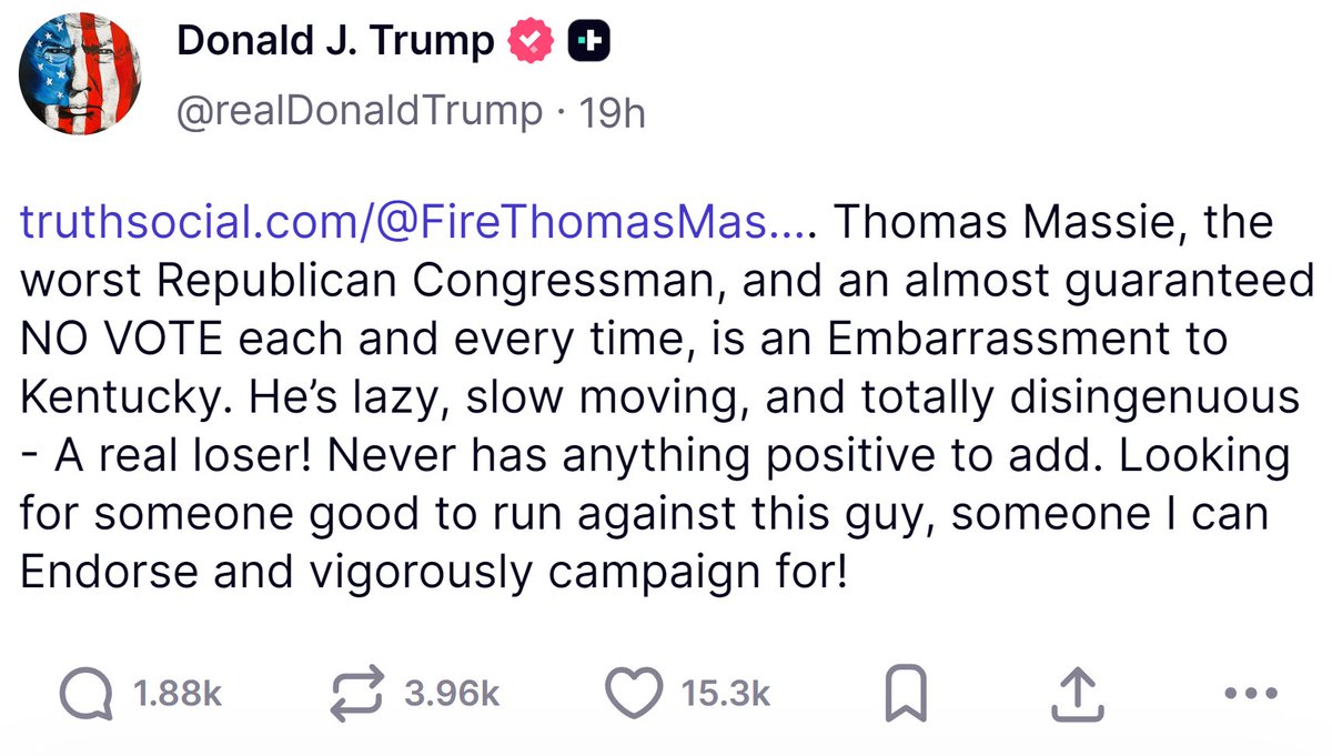 asukagrypr's tweet image. Trump cant even find someone to run against Thomas Massie lmao