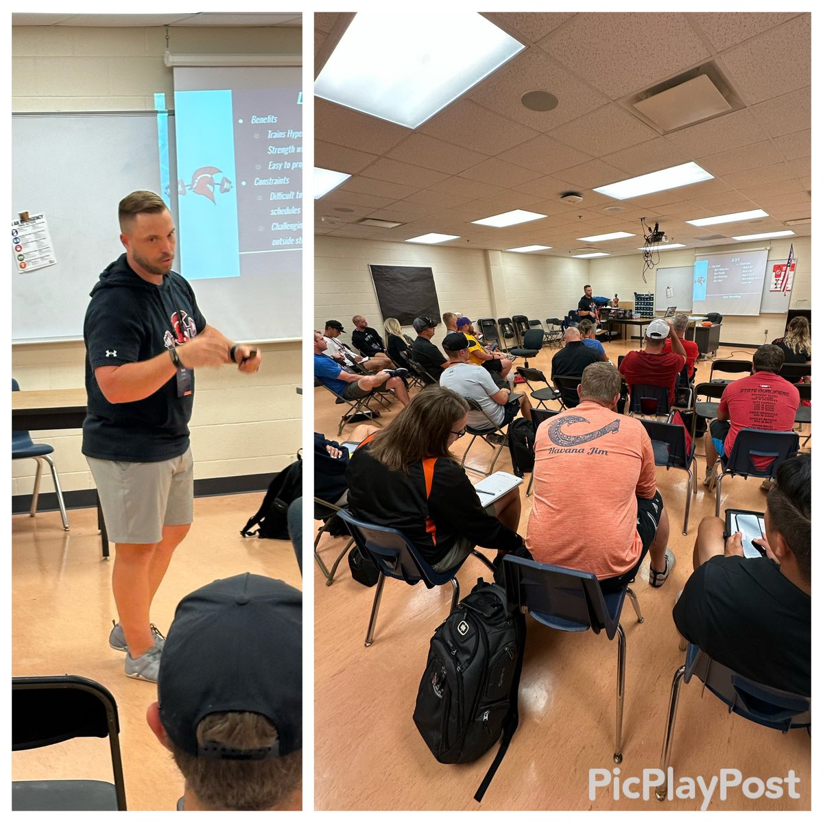 CoachVenable1's tweet image. Coach Nick Crouse presented on Various Programming Methodologies within a High School Performance Program at the 2025 @NebraskaCoach Multi-Sports Clinic! His insights on optimizing high school athlete performance through diverse programming are a game-changer! #HighSchoolSports