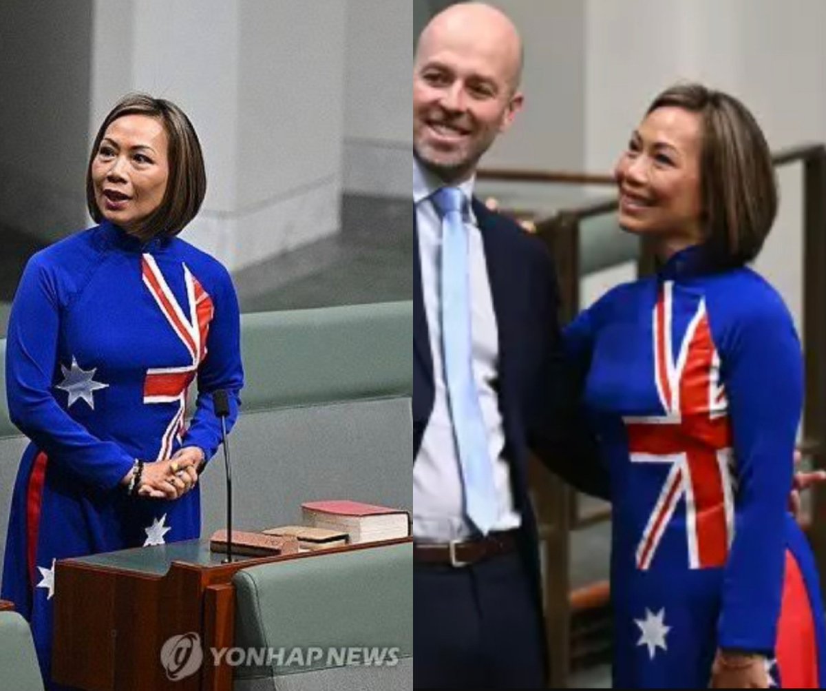 FranMooMoo's tweet image. Beautiful Dai Le at the opening of the 48th parliament of Australia. I wish all new migrants to this country loved Australia as much as Dai Le does ❤️