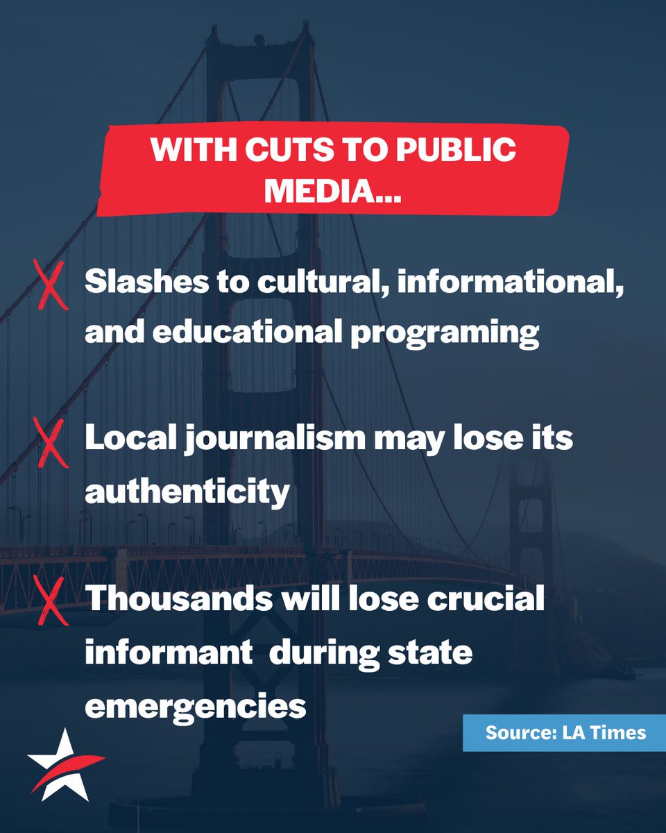 CACommonCause's tweet image. Here it is: Congress’s decision to rollback $1.1 billion in public media funding is detrimental not only to Californians, but American democracy.