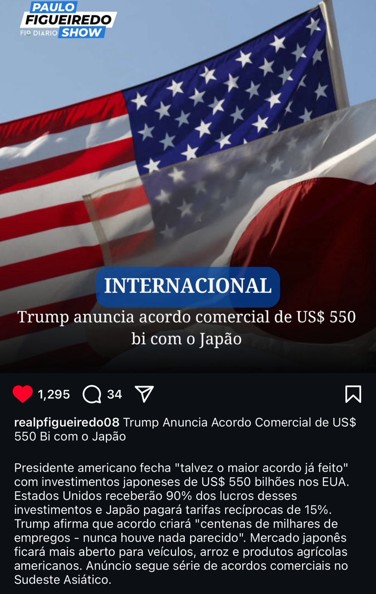 BolsonaroSP's tweet image. E assim o Japão respondeu ao tarifaço dos EUA.
Já o Brasil... prisão e censura.