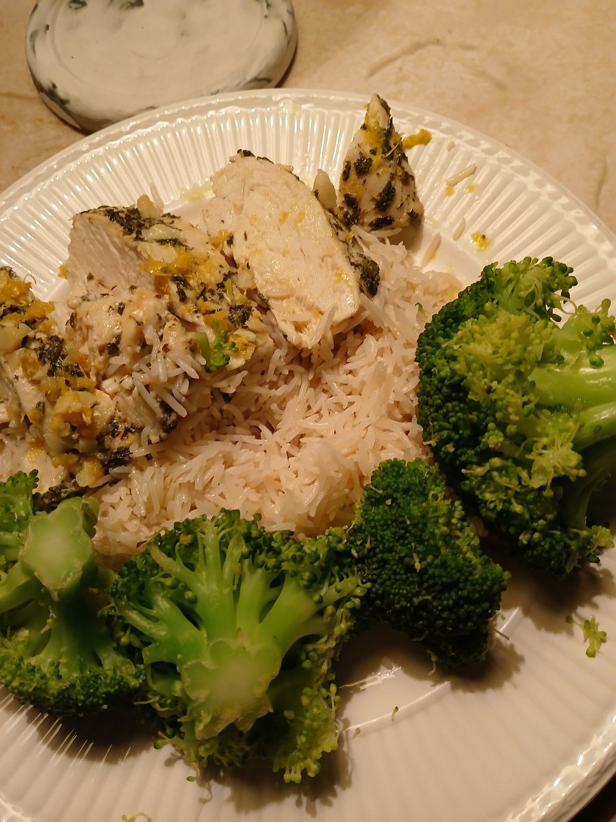 Lemon steamed chicken broccoli and rice