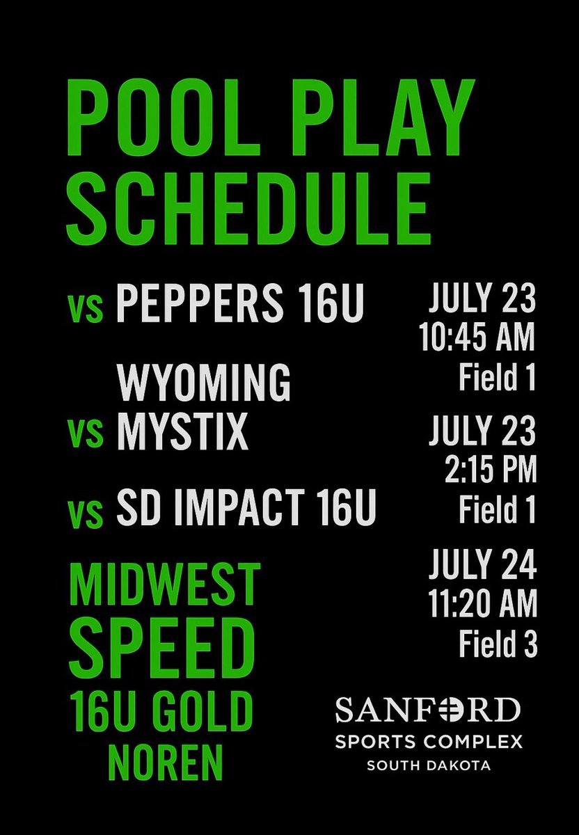 EPetronack2026's tweet photo. Here is our Pool play schedule for the Fast-pitch World Midwest Championship ! https://t.co/fjt2mBMGwc