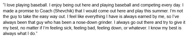 HitmanHeyman's tweet image. All players need to read this quote from @CarsonKerce
The ultimate competitor & one of my favorites I've had at @TripleHAcademy
My bro is a rising 14u player & Carson is a guy I want him watching. He does whatever it takes for the team to win & he plays the game THE RIGHT WAY