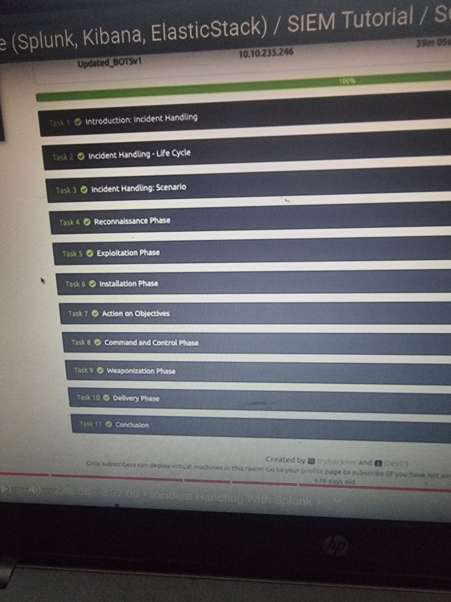 Acksec02's tweet image. I just finished the SIEM module on THM, felt tough at first but watched YT videos to understand it better. I went through:
– Intro to SIEM
– Investigating with ELK
– ItsYBitsy & Benign challenges
– Splunk basics and how to use it during incidents.
@ireteeh
@thecyber_sharon
