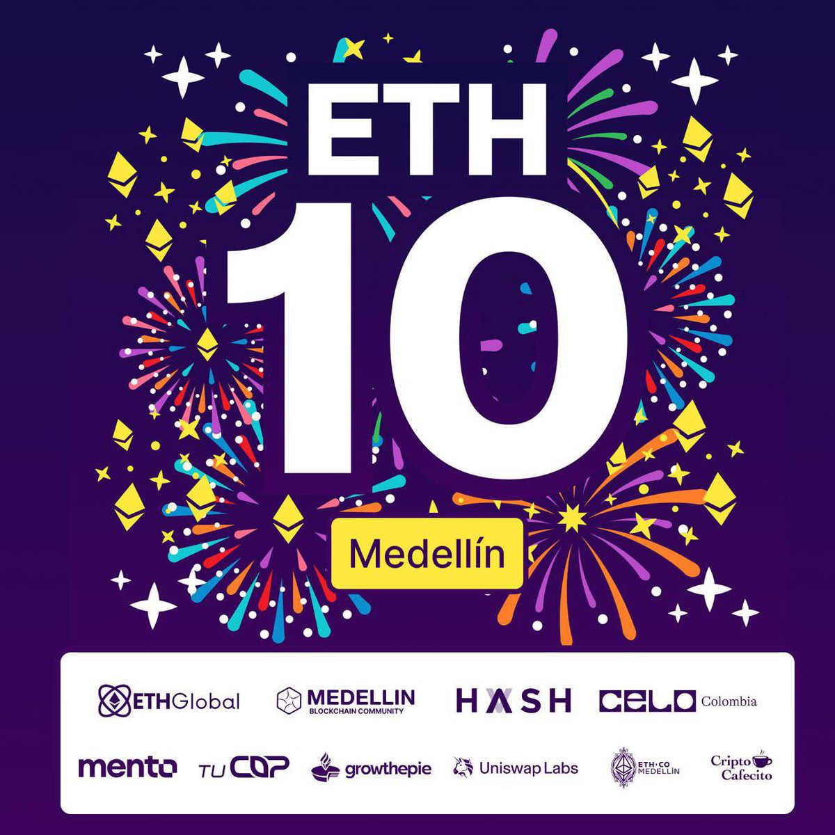 Medellin ! 
Quienes se suman al 10mo aniversario? 🔥🔥🎊🚀 
<a href="/ETHGlobal/">ETHGlobal</a> 

Regístrate aquí 👇🏼

lu.ma/ethereum-10y-m…