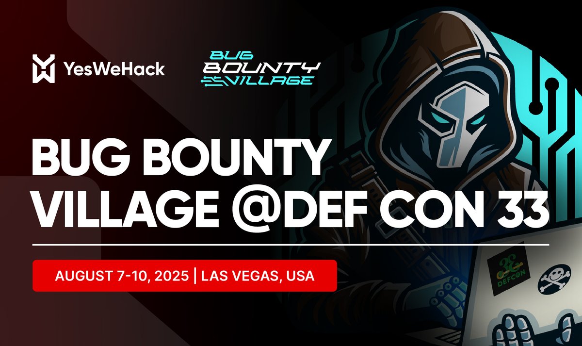 yeswehack's tweet image. We’re proud to sponsor @BugBountyDEFCON this year again 😎
Meet @Brumens2 & Anthony Silva for #BugBountyTips, #Dojo demos, or a coffee ☕
Anthony will join the triage panel discussion with experts from other #BugBounty platforms on Aug 9. See you there!
#DEFCON #YesWeRHackers