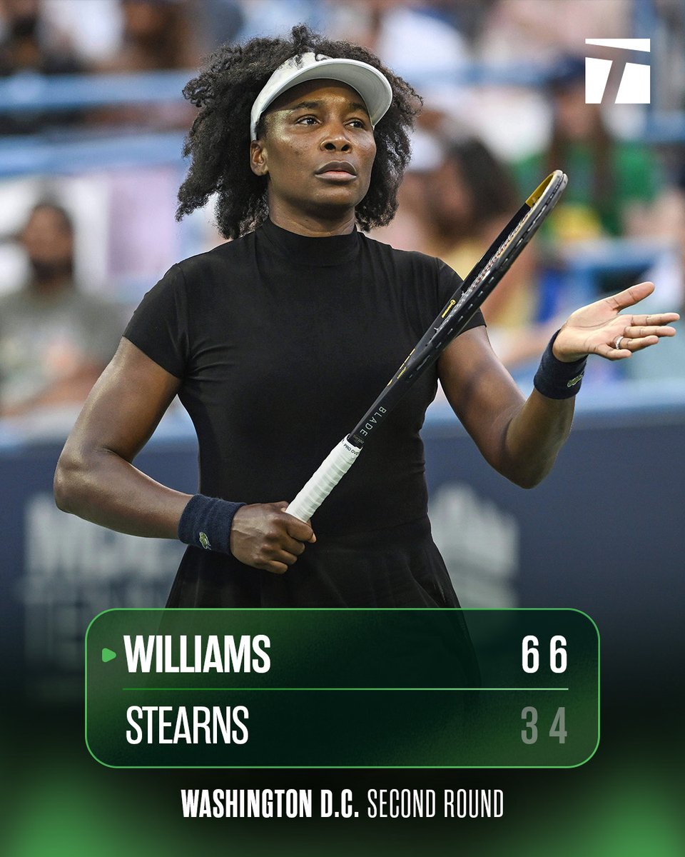 TennisChannel's tweet image. Age is just a number. ๐
45-year-old Venus Williams turns in a vintage performance to win her singles comeback!
#MubadalaCitiDCOpen
