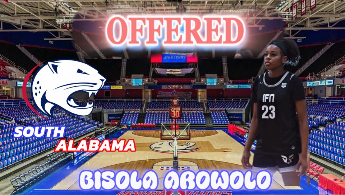 Bisola_aaa's tweet image. After a great conversation with  Coach E I’m blessed to receive a Division 1 offer from the University of South Alabama! Big thank you to the coaching staff for believing in me. I’m truly grateful for the opportunity and excited for what’s ahead! #AGTG @ehsmavsgbb