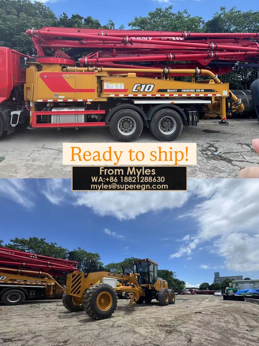 oolo_1023's tweet photo. 🚢 Ready to Ship! Heavy Machinery from Shanghai! 🚢
1️⃣ STG190C-8S (WEICHAI) Motor Grader

2️⃣ SANY SYM5300THBFS 430C-10 Pump Truck:
#HeavyMachinery #ConstructionEquipment #MotorGrader #PumpTruck #SANY #WEICHAI #Shanghai #ExportBusiness https://t.co/EeNQj59A0g