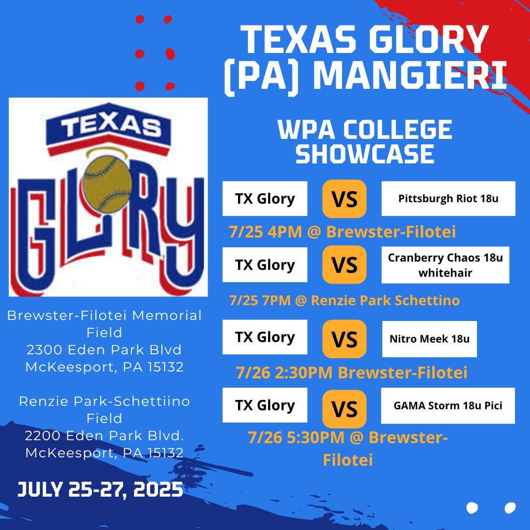 Isabella Isenberg (@2026isabella_i) on Twitter photo Last tournament for the summer with my girls! Hereās our schedule for this weekend at the WPA College Showcase! <a href="/CWRU_Softball/">CWRU Softball</a> <a href="/OtterbeinSB/">Otterbein University Softball</a> <a href="/DloweOilerkid/">Danielle Lowe</a> <a href="/CoachJLPrice/">Jackie Price</a> <a href="/Gannon_Softball/">Gannon_Softball</a> <a href="/TexasGlory06PA/">TEXAS GLORY (PA)-MANGIERI</a> Last tournament for the summer with my girls! Hereās our schedule for this weekend at the WPA College Showcase! <a href="/CWRU_Softball/">CWRU Softball</a> <a href="/OtterbeinSB/">Otterbein University Softball</a> <a href="/DloweOilerkid/">Danielle Lowe</a> <a href="/CoachJLPrice/">Jackie Price</a> <a href="/Gannon_Softball/">Gannon_Softball</a> <a href="/TexasGlory06PA/">TEXAS GLORY (PA)-MANGIERI</a>