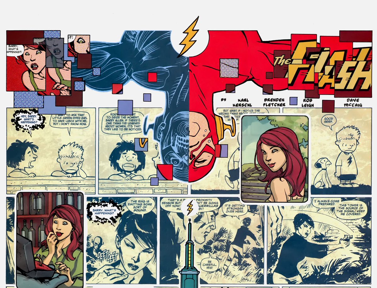 FlashMentality's tweet image. A very underrated Flash story that I deserves a lot of love is The Flash pages of the 2009 Wednesday Comics’ anthology series.
It’s only around 12 pages long, but it’s one of my favorite Barry stories to come after his big return.
Also Karl Kershl on artwork is amazing.
