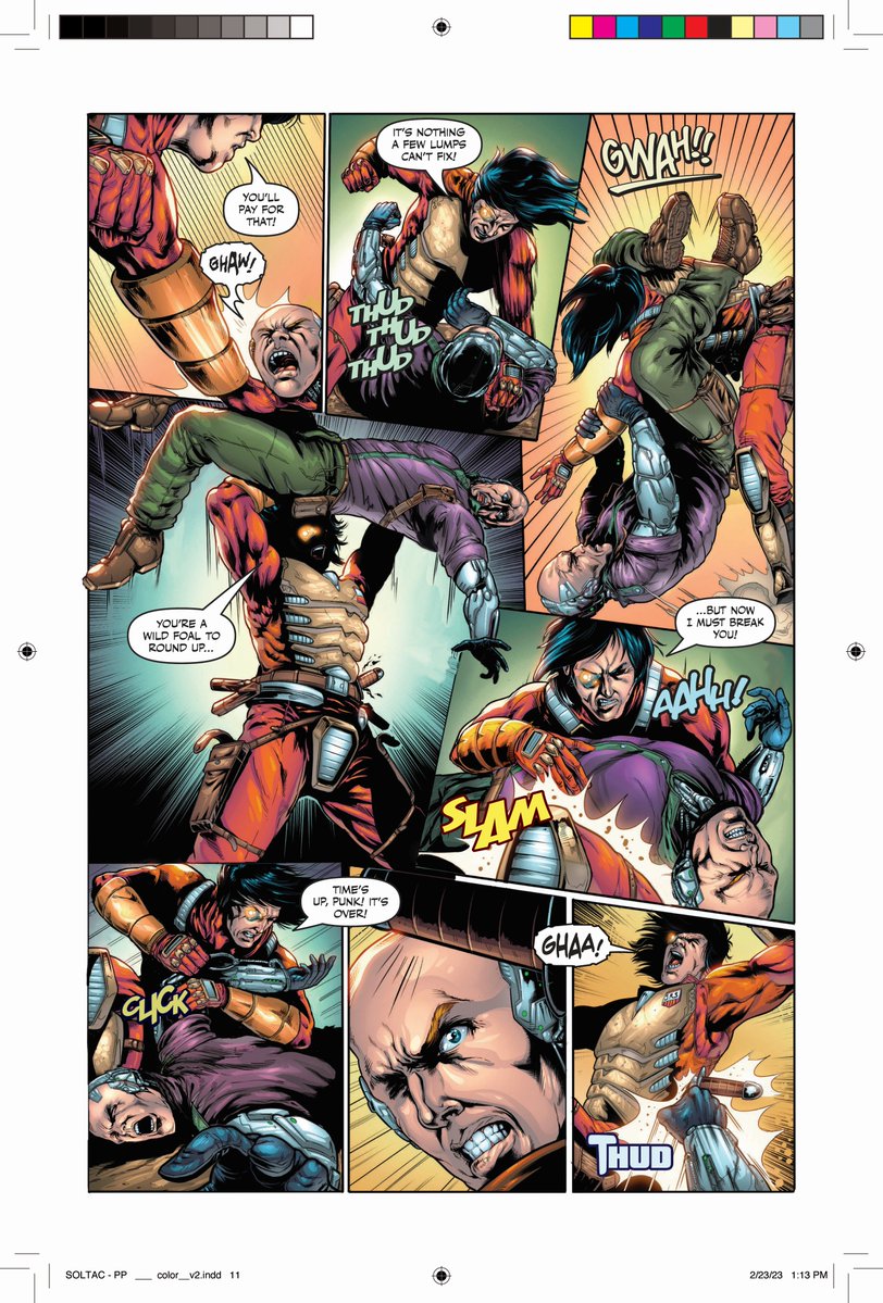 DARKLORDMADRUTH's tweet image. Here are a couple of sequential pages from SOLTAC issue #1. These are examples of interior pages and how I design and storyboard each page. I spend alot of time imaging the space contained in each panel and how to transition between panels in order to maximize the impact in each…