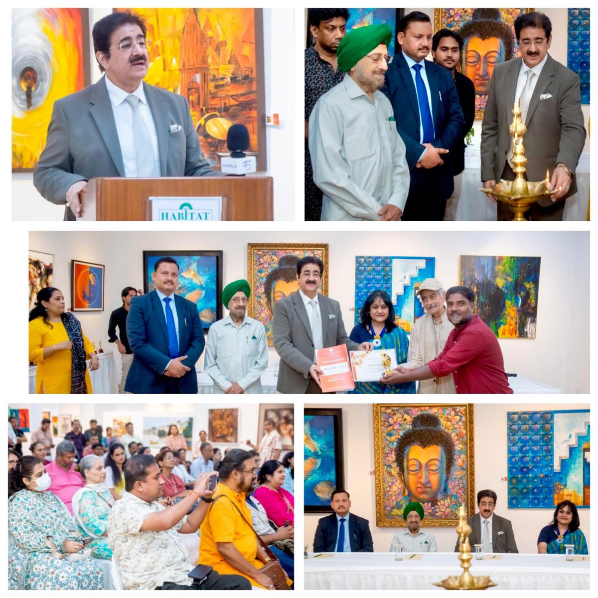 Painting is silent poetry, and poetry is painting that speaks.
pleasure to inaugurate group show of 35 artists from all over India with 80 Paintings at Visual Art Gallery India Habitat Centre  by Amrita Prakash Ji. With Roop Chand Ji, Dilip Hitkari Ji, Lipika Sud, Prayag Shukla