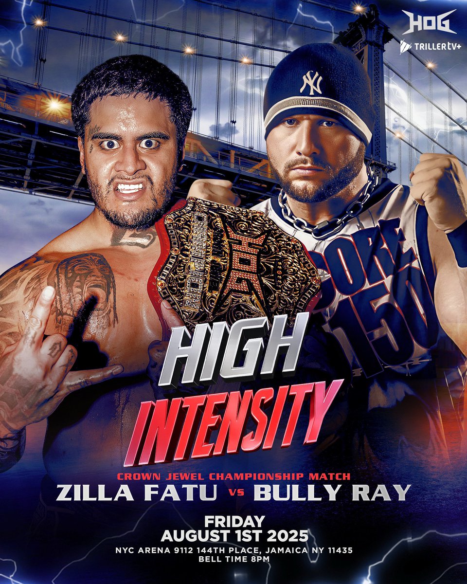 HOGwrestling's tweet image. 🔥 IT’S OFFICIAL 🔥
After days of going back and forth, the smoke is turning into fire…ZILLA FATU vs BULLY RAY for the Crown Jewel Championship goes down at HIGH INTENSITY
🎟️ TICKETS AVAILABLE NOW:
tickettailor.com/events/houseof…