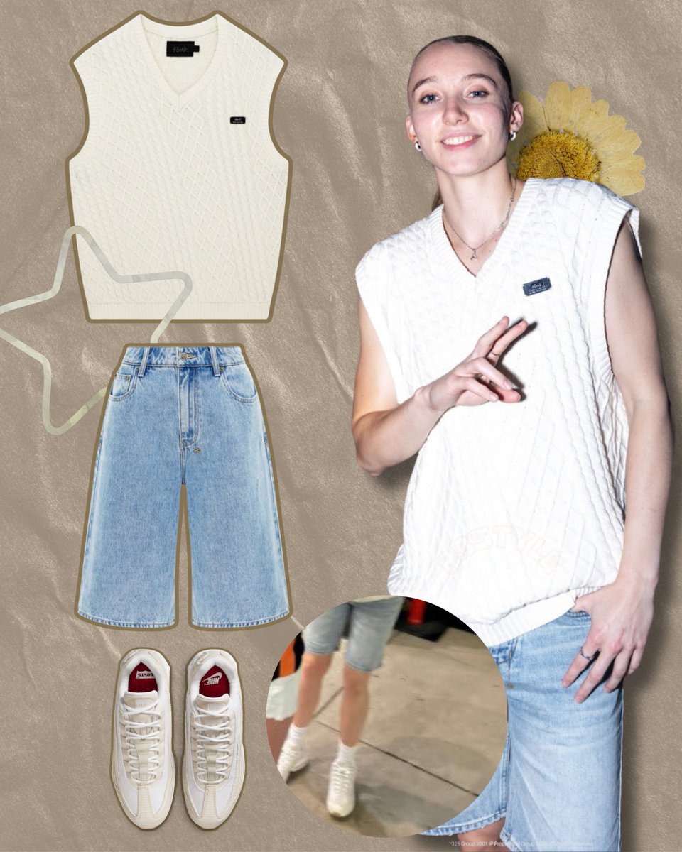 bueckerstyle's tweet image. 07.19.2025 | 2025 WNBA All-Star Weekend: Day 3 After Party
⭐️ Ksubi
⤷ Turncable Knit Vest Vintage White ($280)
⤷ Low Rider Short Authentik ($190)
⤷ Levi's x Nike - Air Max 95 "White and Ecru" ($195)
📸 gainbridgesport via ig
#PB5TYLE