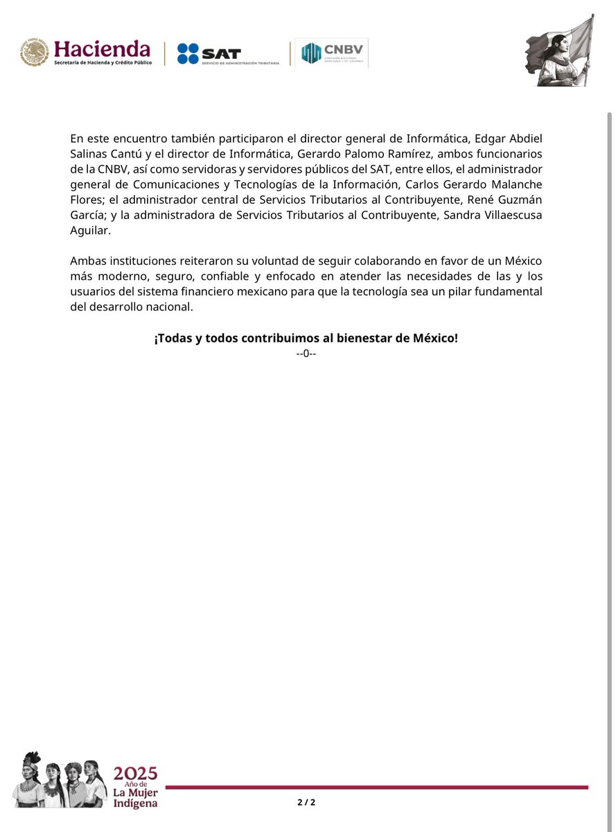 El <a href="/SATMX/">SATMX</a> y la #CNBV firman convenio para fortalecer la transformación digital del sistema financiero. 

#ComunicadoConjunto 📑 rebrand.ly/1af5e1