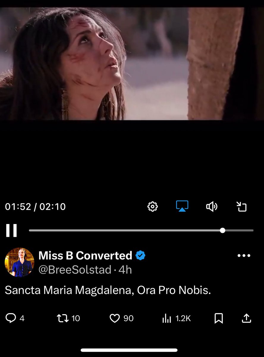 BreeSolstad's tweet image. 𝕏 put a content warning over my post with this scene. Apparently the Most Precious Blood of Christ is offensive.
