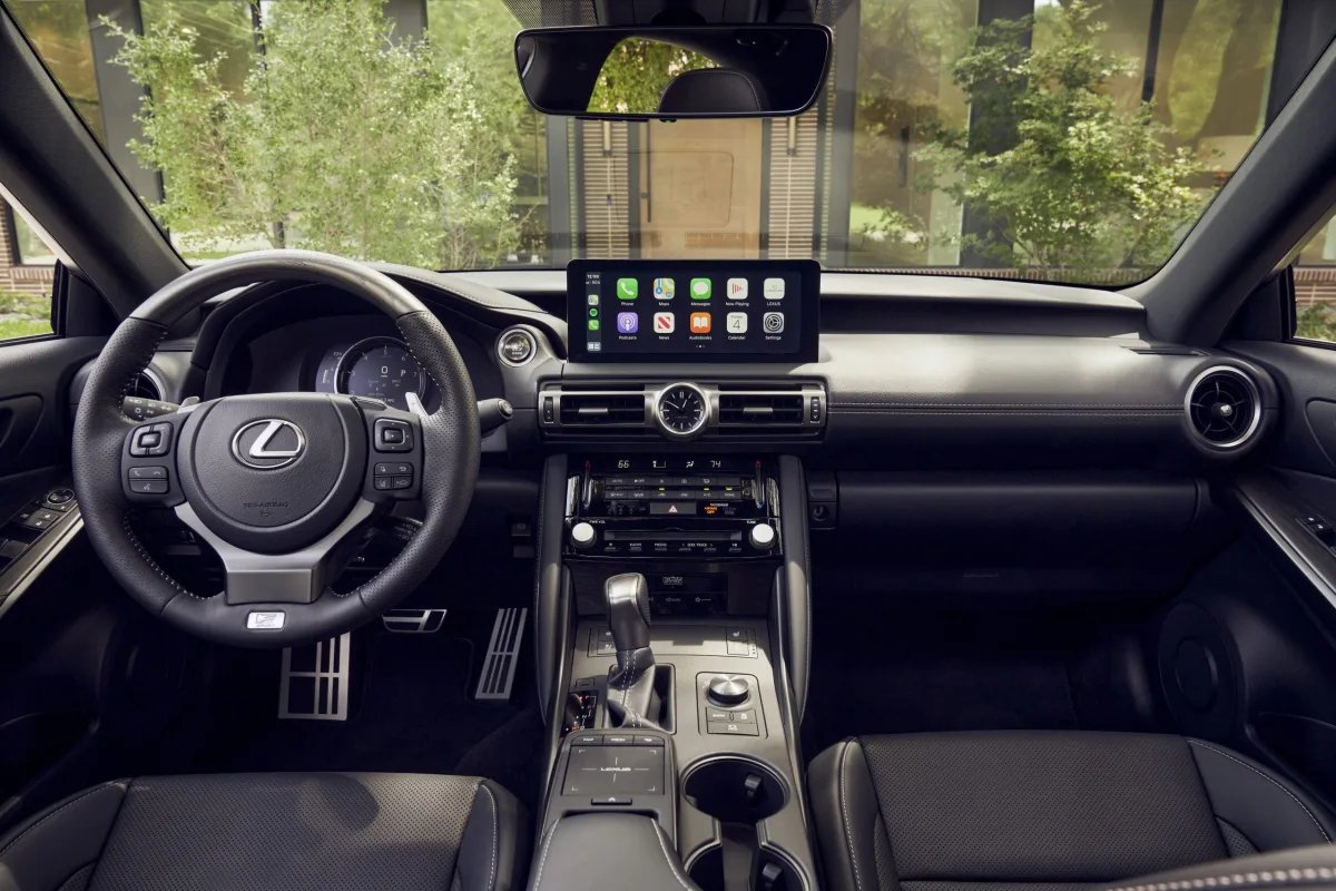 TESLA_winston's tweet image. On the left is the 2025 Lexus IS250 interior. On the right is the 2015 Lexus IS250 interior.