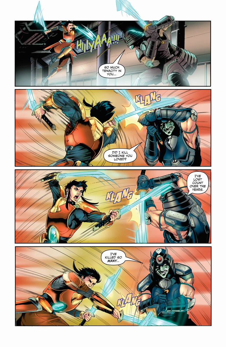 DARKLORDMADRUTH's tweet image. Here are a couple of sequential pages from SOLTAC #4 where Miesha-Otsu and Lord Shinigami finally square off. With these pages I wanted the create an epic sword fighting sequence whereby the end both characters would be exhausted and completely broken.
SOLTAC Vol. 1 and Arise #4…