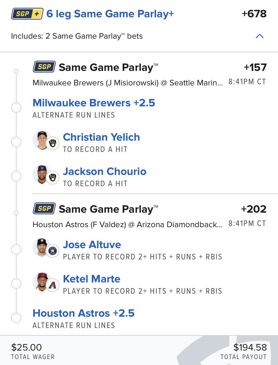 PicksHunch0's tweet image. MLB Night Game  ⚾️ 

Let’s run this back! +680 🍀