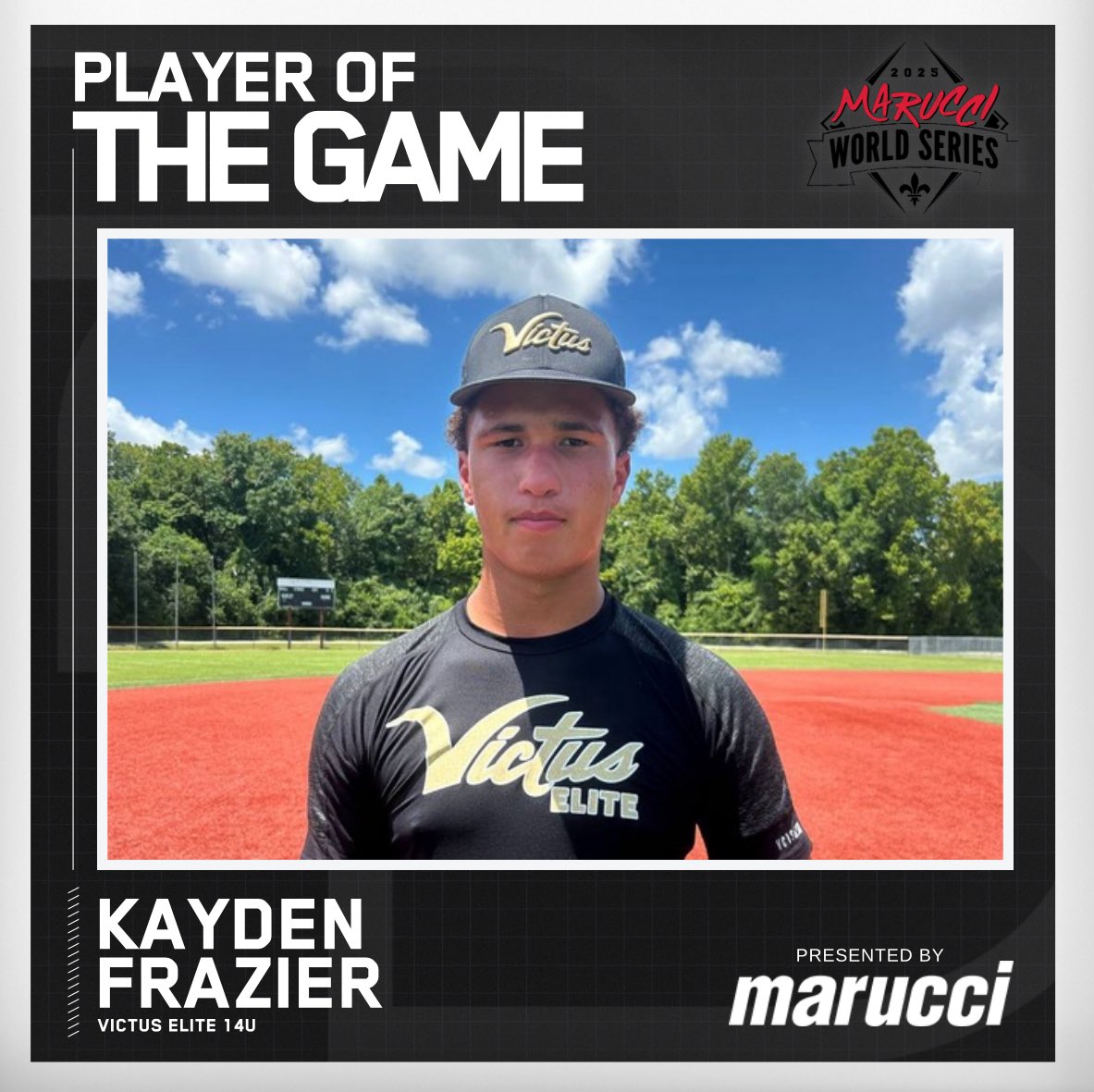 ⭐️Player of the Game⭐️

Kayden Frazier 
Victus Elite 14U

#MWS25
<a href="/maruccisports/">Marucci</a>
