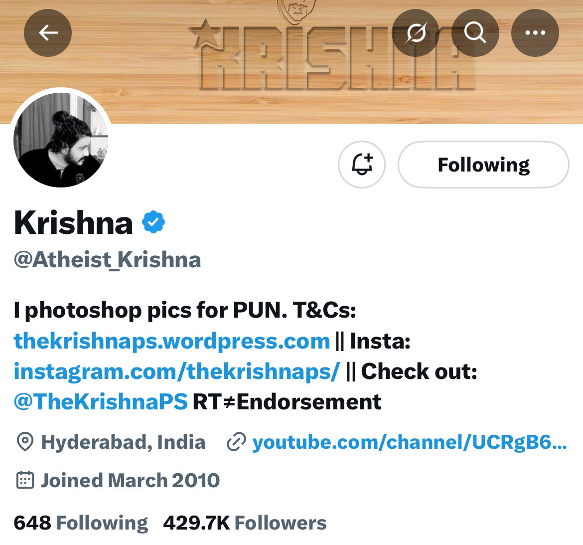 vijaygajera's tweet image. It's the end of the Twitter era today!
It's very shocking and heartbreaking that @Atheist_Krishna is no more.
Om Shanti🙏