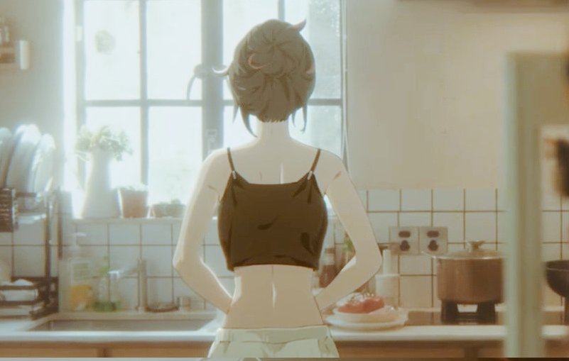 NEPSCPTN's tweet image. ㅤㅤ
ㅤㅤMaking breakfast for herself and her guest @hareshot, letting the pinkette sleep a bit more
ㅤㅤ