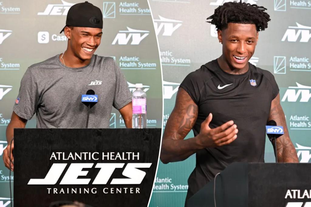 nypostsports's tweet image. Garrett Wilson and Sauce Gardner won’t let paydays change their Jets goals trib.al/3znLOSr
