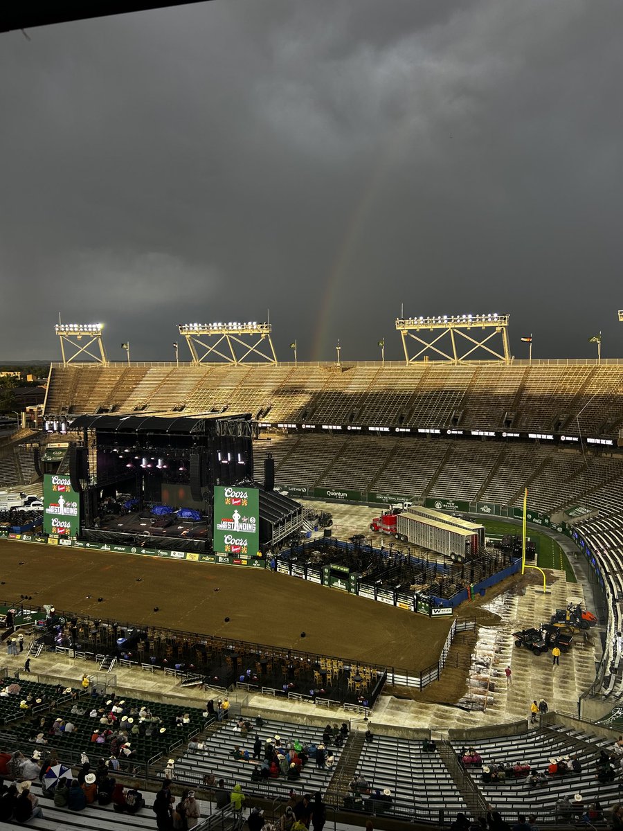 And we are ready for some <a href="/PBR/">PBR</a> Bull Riding and ⁦<a href="/JonPardi/">Jon Pardi</a>⁩   The rainbow coming right on down on Canvas!!