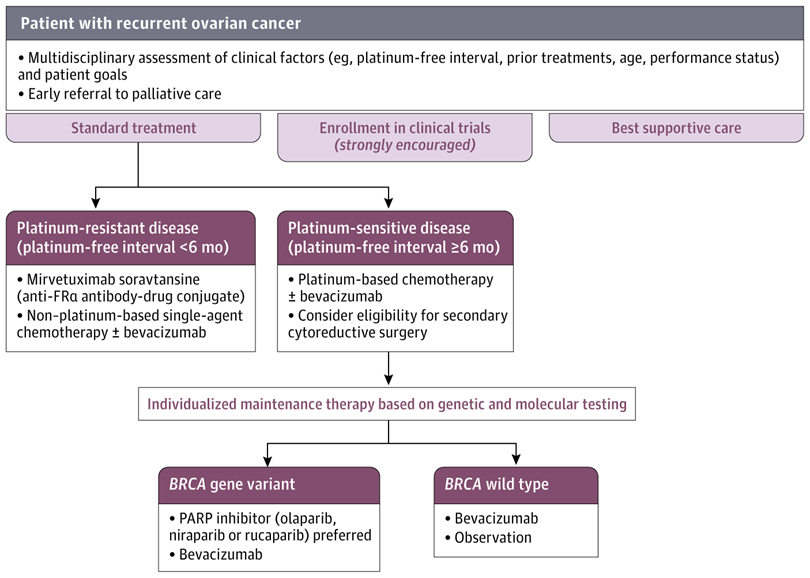 ☞再発時：プラチナ感受性を考慮しTC rechallenge検討。FRα、HER2染色も検討。

出典：Ovarian Cancer: A Review jamanetwork.com/journals/jama/…