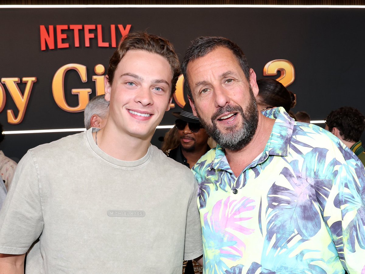 KMaherNews12's tweet image. Hauppauge's James Hagens meets Adam Sandler a few weeks after the "Happy Gilmore" star 'drafted' him to the Boston Bruins! They met at the Happy Gilmore 2 premiere in NYC.