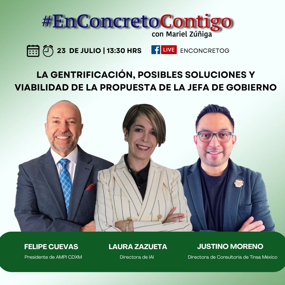 EN CONCRETO (@enconcreto) on Twitter photo 🌆 La #Gentrificación: posibles soluciones y viabilidad de la propuesta de la Jefa de #Gobierno
Te invitamos a unirte a nosotros hoy a las 13:30 en un Facebook Live con <a href="/laurazg_AMPI/">Laura Zazueta</a> , Directora de #IAI, y Felipe Cuevas, Presidente de <a href="/ampimexico/">AMPI México</a> y Justino Moreno (<a href="/jusmmata/">Justino Moreno</a> ), 🌆 La #Gentrificación: posibles soluciones y viabilidad de la propuesta de la Jefa de #Gobierno
Te invitamos a unirte a nosotros hoy a las 13:30 en un Facebook Live con <a href="/laurazg_AMPI/">Laura Zazueta</a> , Directora de #IAI, y Felipe Cuevas, Presidente de <a href="/ampimexico/">AMPI México</a> y Justino Moreno (<a href="/jusmmata/">Justino Moreno</a> ),