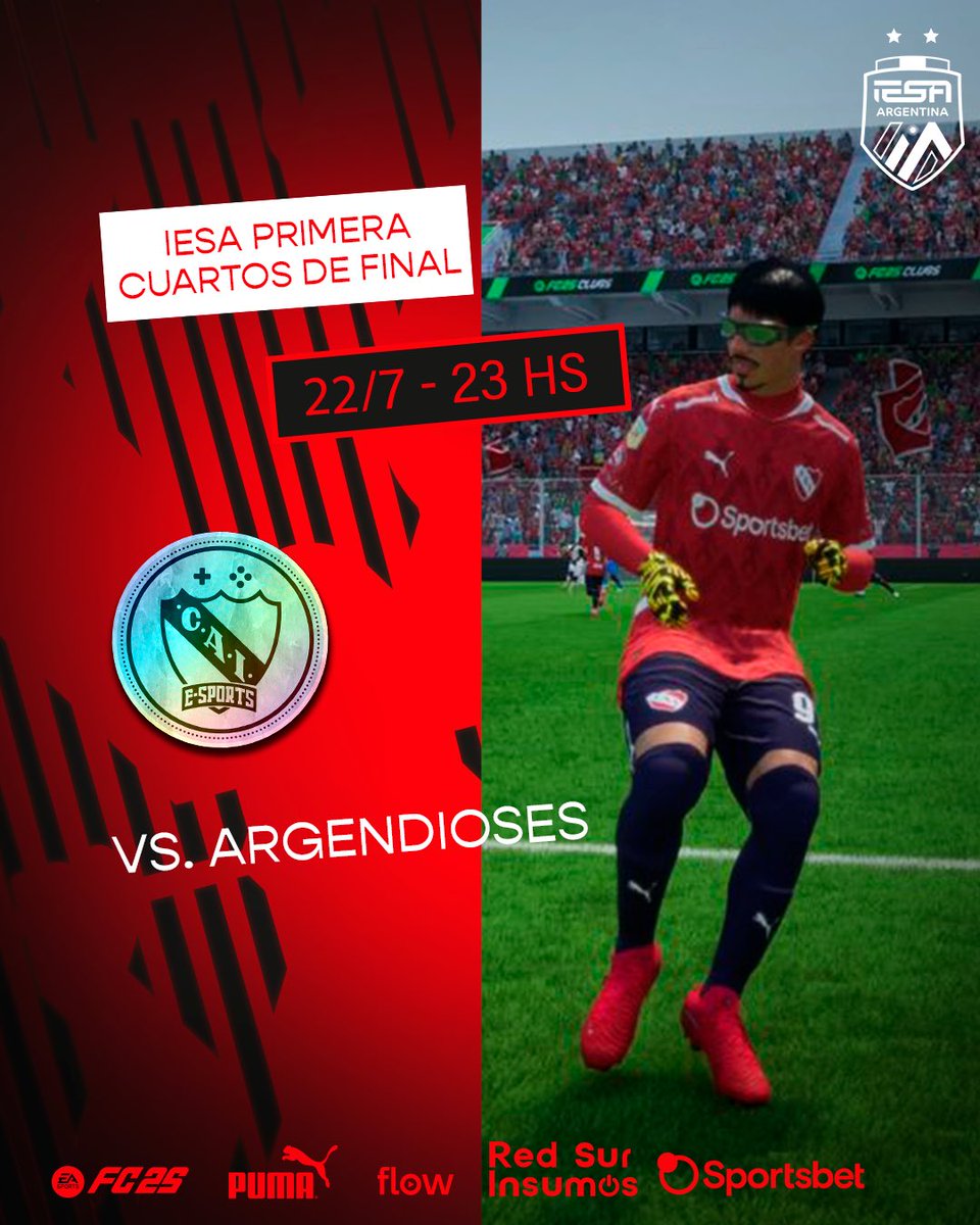 C. A. Independiente eSports (@caiesports) on Twitter photo ¡Ya estamos en Twitch! 🔛
Venite a alentar a los pibes en la última temporada de #ClubesPro en el #FC25.
Los cuartos en <a href="/IESAFIFAar/">IESA Argentina</a> 🆚 Argendioses ➡️ twitch.tv/caindependiente
#TodoRojo 🔴 ¡Ya estamos en Twitch! 🔛
Venite a alentar a los pibes en la última temporada de #ClubesPro en el #FC25.
Los cuartos en <a href="/IESAFIFAar/">IESA Argentina</a> 🆚 Argendioses ➡️ twitch.tv/caindependiente
#TodoRojo 🔴