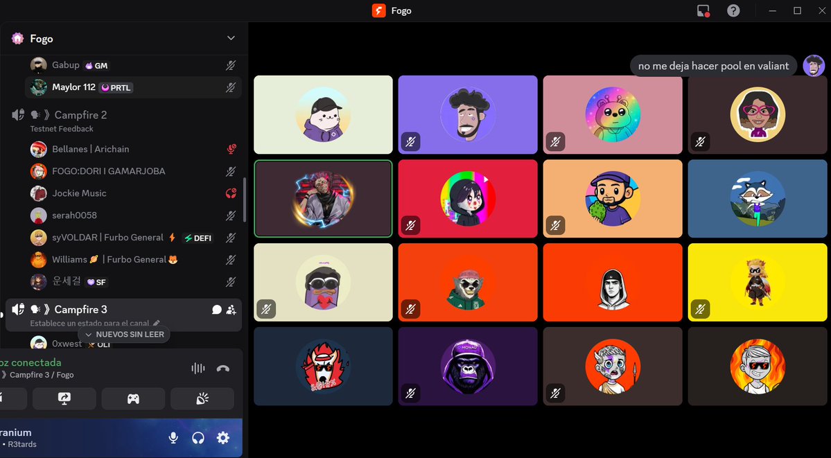 NadieOnChain's tweet image. 🌙 Buenas noches, @FogoChain @FogoChainES fam 🔥
Otra noche más quemando teclas, compartiendo hype y desvelándonos con la testnet... y qué emoción la que se vive en este Discord! 🚀💬
Gracias por la energía, las risas y los aportes.
Este fuego no se apaga.
#fogochain