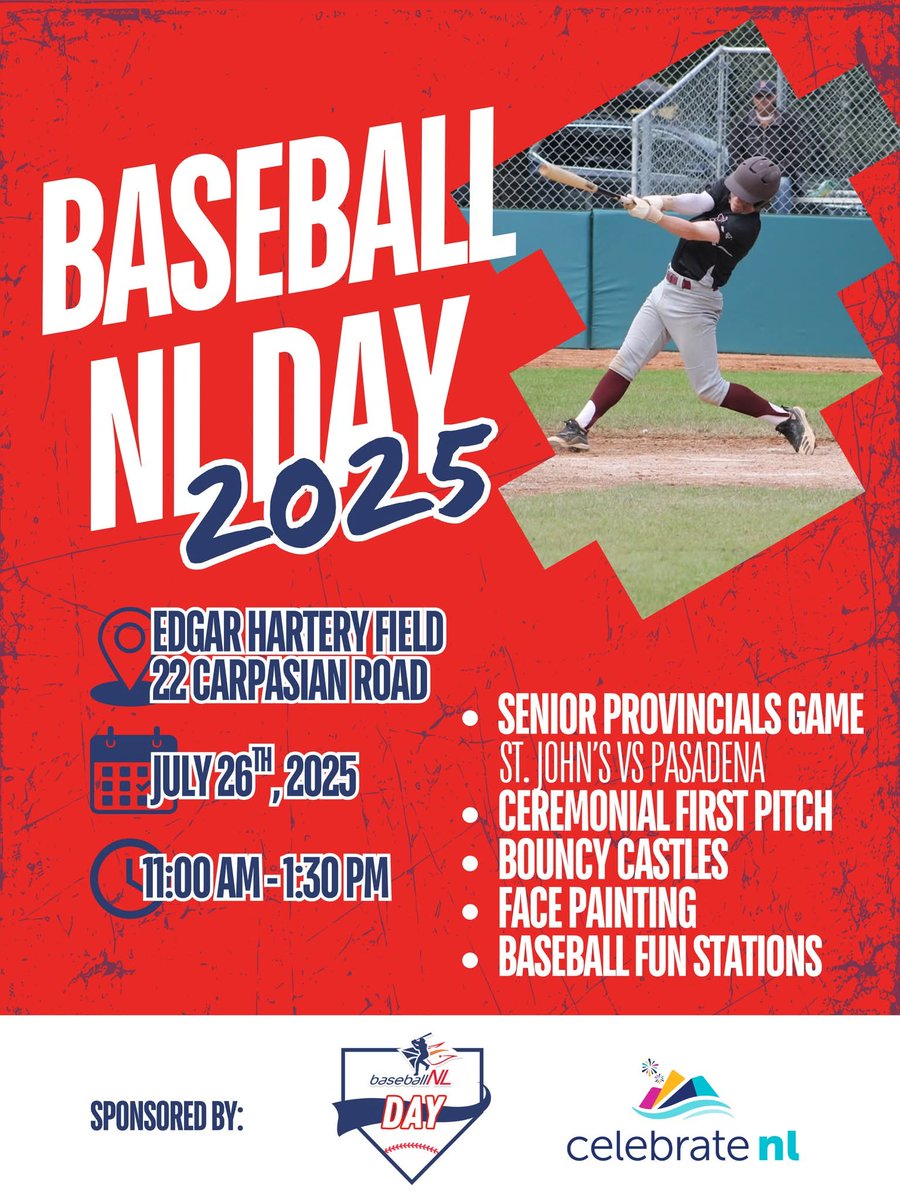BaseballNL's tweet image. Baseball NL Day❗️

Our 4th Annual Baseball NL Day is taking place on July 26th. Associations across the province are hosting local events to showcase the sport we love ⚾️

DETAILS ➡ baseballnl.com/article/86750

Stay tuned 👀

#BNLDay25