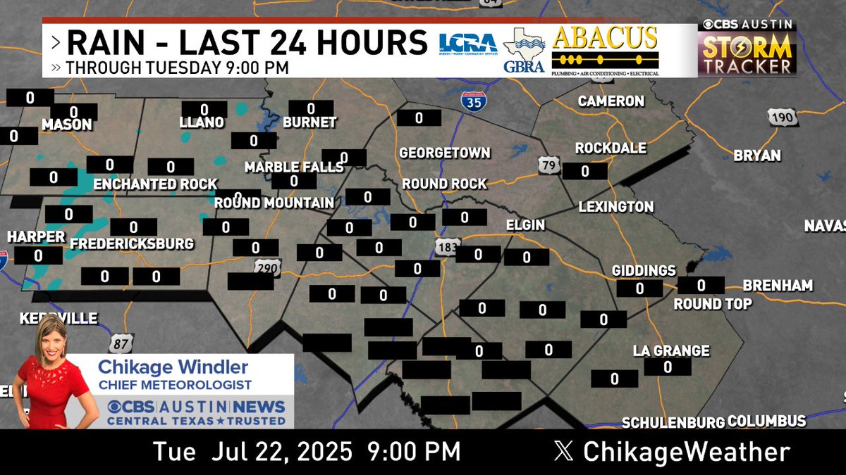 ChikageWeather's tweet image. Here's a look at @LCRA rain totals over the last 24 hours for the @cbsaustin area. Radar -> cbsaustin.com/weather/radar #atx #atxwx #cbsaustinwx