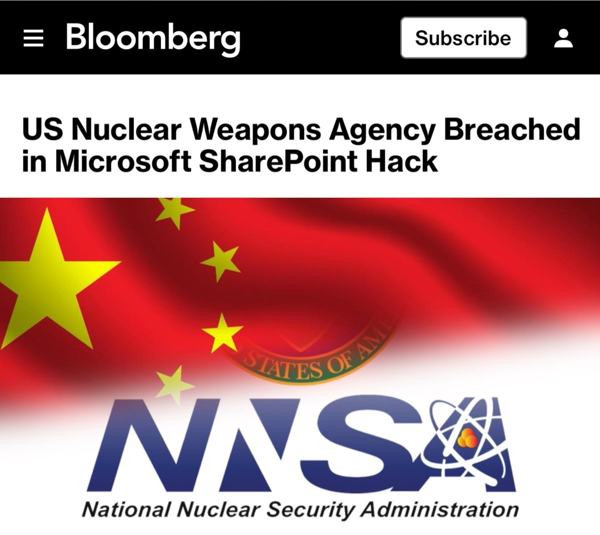 Byron_Wan's tweet image. 🇺🇸 National Nuclear Security Administration, a 🇺🇸 Department of Energy arm responsible for maintaining and designing the nation’s cache of nuclear weapons, was among those US agencies breached by a hack of Microsoft’s SharePoint document management software.
Microsoft has…