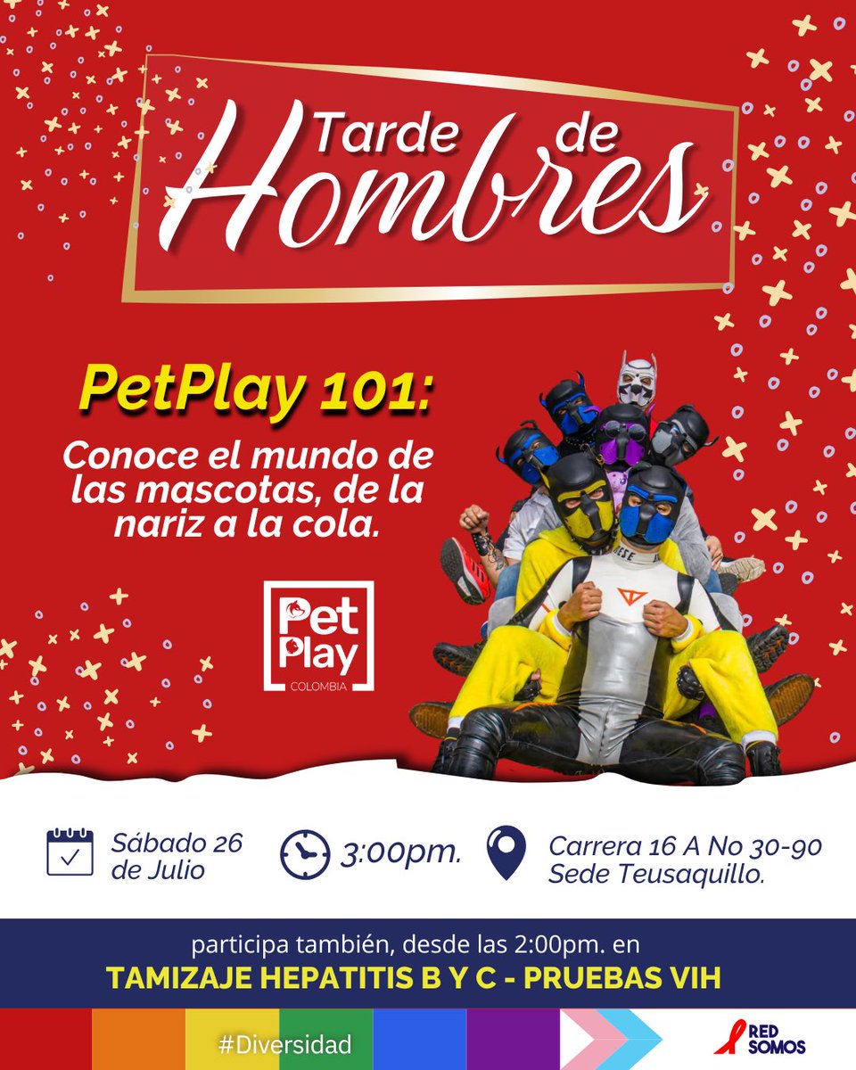 redsomos's tweet image. Quieres conocer sobre el mundo de los #PetPlay ? Te esperamos este sábado en @redsomos sede teusaquillo