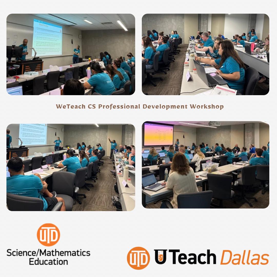 UTeachDallas's tweet image. #UTeachDallas hosted the final #WeTeach_CS PD Workshop of summer for our cohort led by Mr Lalani &amp;amp; Ms Gregory &amp;amp; we teamed up w #SMU&apos;s cohort.  Designed to prepare Ts for the Tx #computerscience certif exam by creatively teaching them CS #utdsme #utd #utdscience #stemeducation