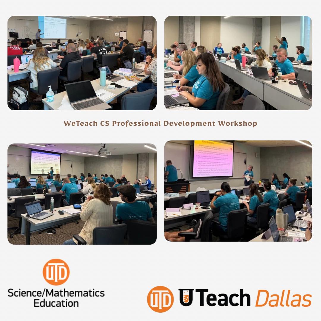 UTeachDallas's tweet image. #UTeachDallas hosted the final #WeTeach_CS PD Workshop of summer for our cohort led by Mr Lalani &amp;amp; Ms Gregory &amp;amp; we teamed up w #SMU&apos;s cohort.  Designed to prepare Ts for the Tx #computerscience certif exam by creatively teaching them CS #utdsme #utd #utdscience #stemeducation