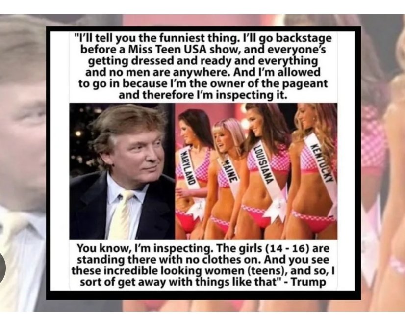 DianeToucan's tweet image. #TrumpIsAPedoRapist
How many Trump worshippers would think ot was funny if Trump barged on on their naked teenaged girls? Trump thinks it's funny.