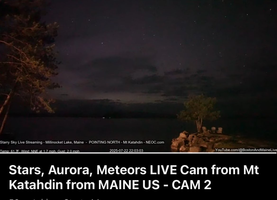 oldscarf1stweek's tweet image. Faint Northern Lights in progress on Katahdin Maine live camera
